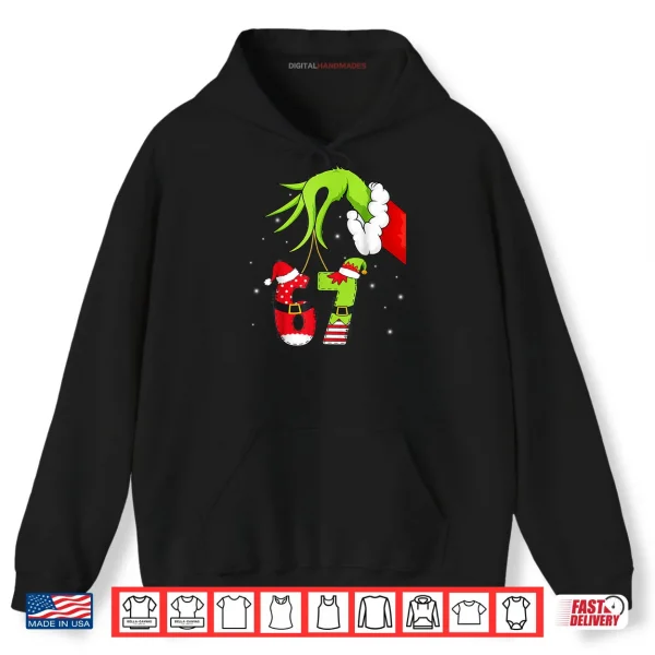 Hoodie Six Seven 67 Meme 6 7 Elf Santa Christmas Pajamas Kids T Shirt
