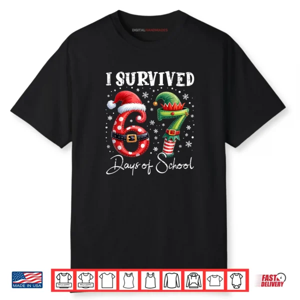 I Survived 67 Days of School Christmas Candy Cane Six Seven Shirt