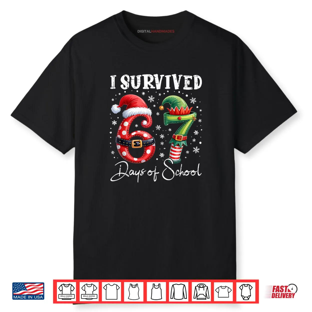 I Survived 67 Days of School Christmas Candy Cane Six Seven Shirt I Survived 67 Days of School Christmas Candy Cane Six Seven Shirt