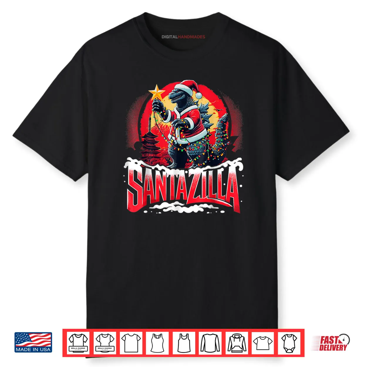 Kaiju Christmas Santazilla Japanese Monster Dinosaur Shirt Kaiju Christmas Santazilla Japanese Monster Dinosaur Shirt