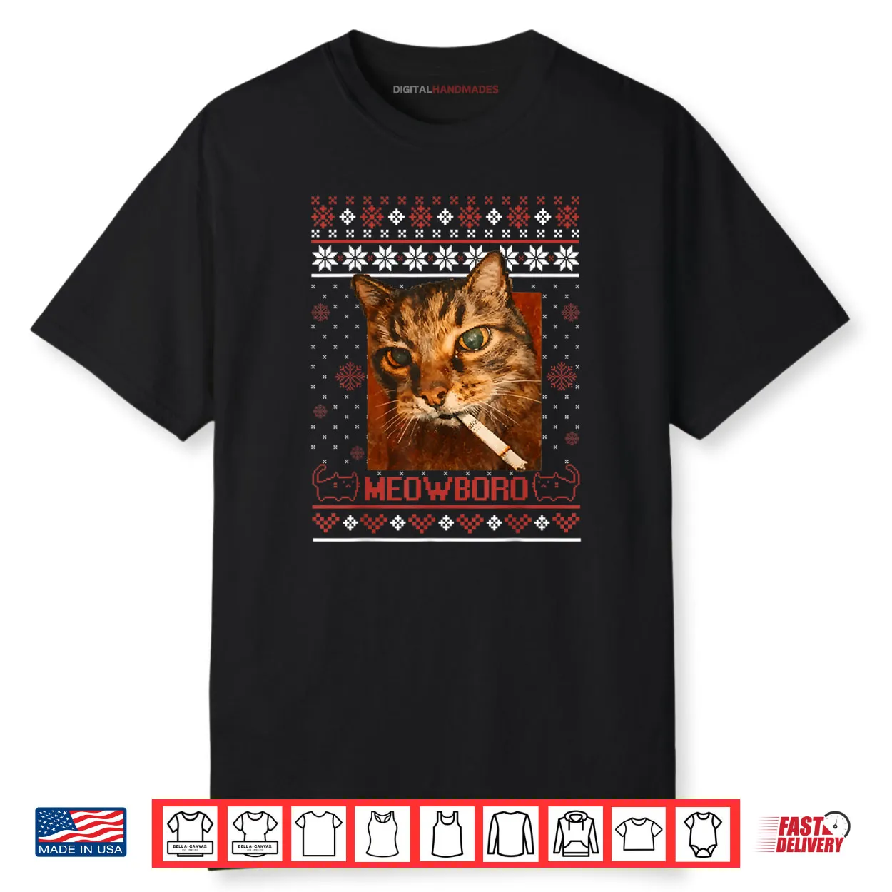 Meowboro Smoking Cat Christmas Ugly Sweater Meme Cat Shirt Meowboro Smoking Cat Christmas Ugly Sweater Meme Cat Shirt