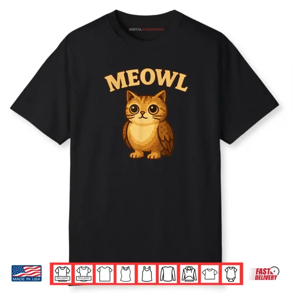 Meowl Meow Cat Owl Brainrot Meme Shirt