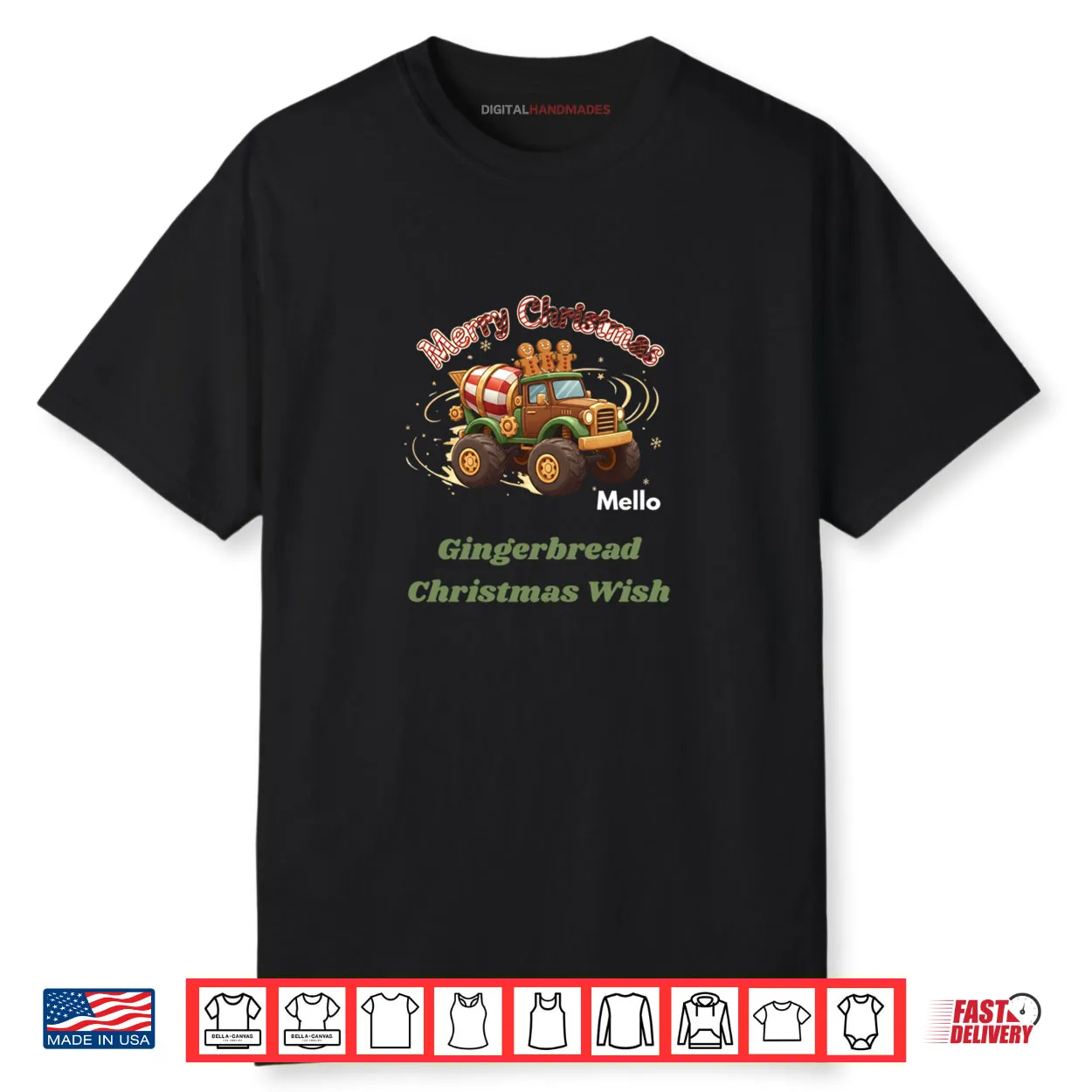 Merry Christmas Cute Gingerbread Mello Mixer Truck Shirt Merry Christmas Cute Gingerbread Mello Mixer Truck Shirt