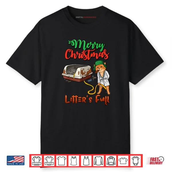 Merry Christmas Litter’s Full Funny Cat Lovers Shirt