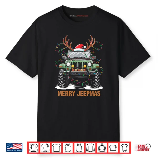 Merry Jeepmas Christmas Xmas Santa Reindeer Shirt
