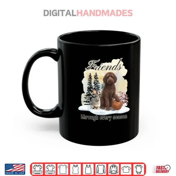Chocolate Goldendoodle and Friend in Winter Snow Scene Shirt 3 Mug Chocolate Goldendoodle and Friend in Winter Snow Scene Shirt