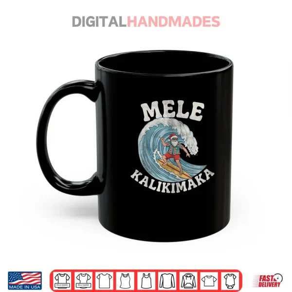 Mug Mele Kalikimaka Santa Surfing Hawaii Christmas Shirt