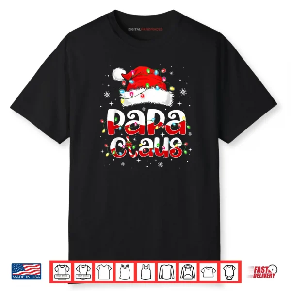 Papa Claus Funny Christmas Lights Pajama Family Matching Shirt