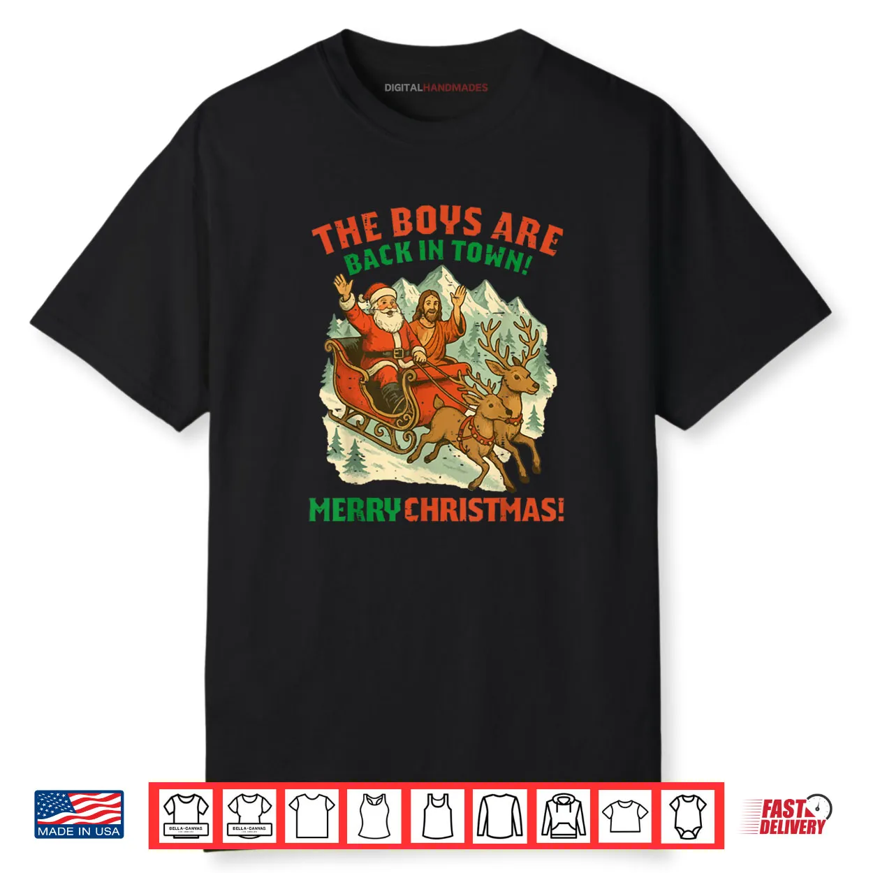 Santa Jesus The Boys are Back in Town Christmas Shirt Santa Jesus The Boys are Back in Town Christmas Shirt