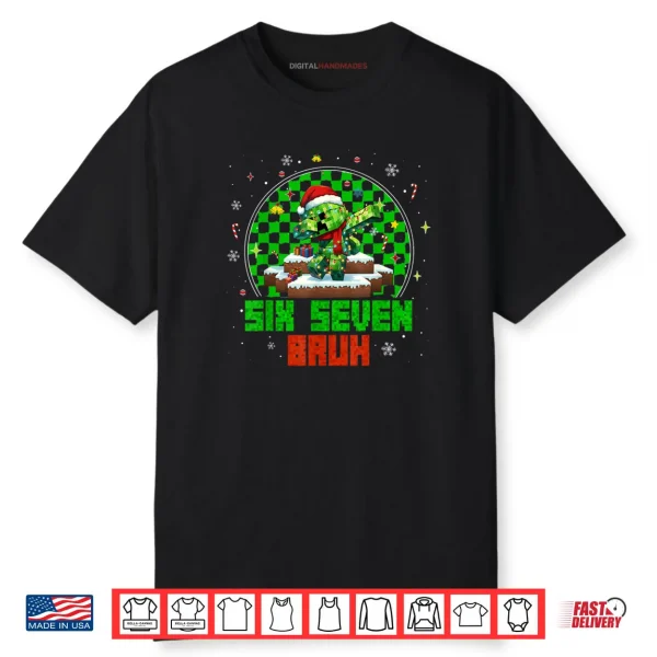Six Seven 67 Bruh Meme 6 7 Santa Christmas Pajamas Shirt