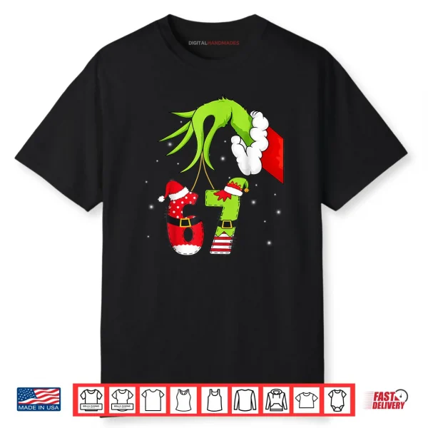 Six Seven 67 Meme 6 7 Elf Santa Christmas Pajamas Kids T Shirt