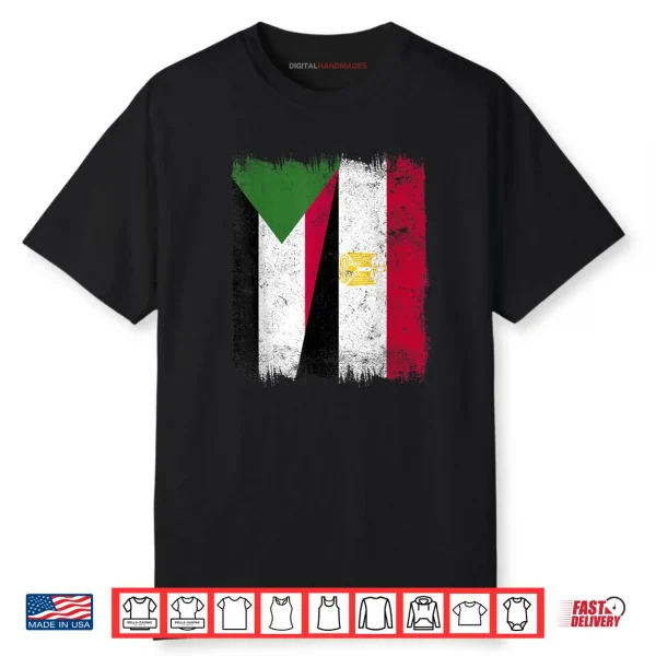 Sudan Egypt Half Flag Sudanese Egyptian Heritage Shirt