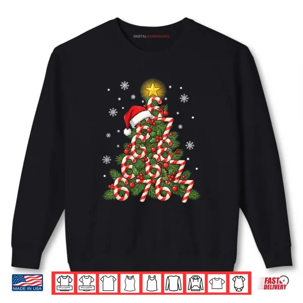 Sweatshirt 67 Christmas Tree Candy Cane Holiday Six Seven Meme Xmas Shirt