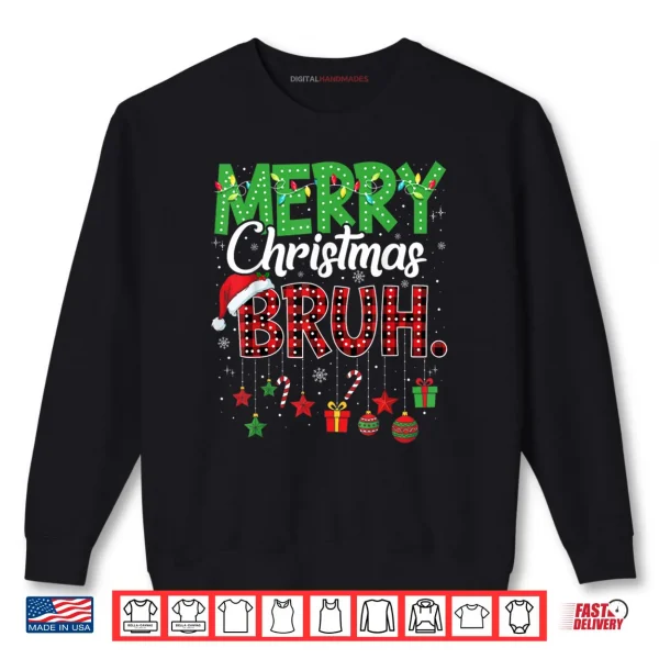 Sweatshirt Bruh Christmas Red Plaid Teens Boys Kids Xmas Pajama Shirt