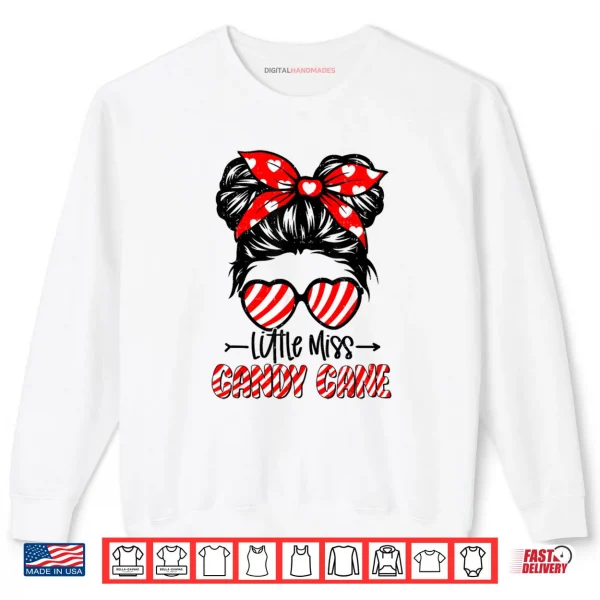 Candy Cane Messy Bun Girl Christmas Xmas Holiday Shirt 1 Sweatshirt Candy Cane Messy Bun Girl Christmas Xmas Holiday Shirt