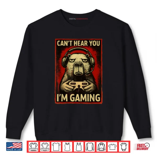 Sweatshirt Capybara Gamer Graphic Tee Men Boys Teens Video Gaming Shirt