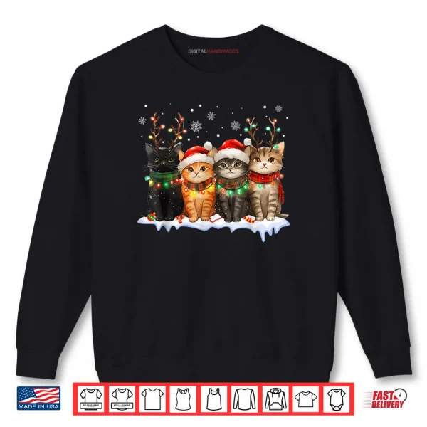 Cat Christmas Light Reindeer Santa Christmas Cat Lover Shirt 1 Sweatshirt Cat Christmas Light Reindeer Santa Christmas Cat Lover Shirt 1 1