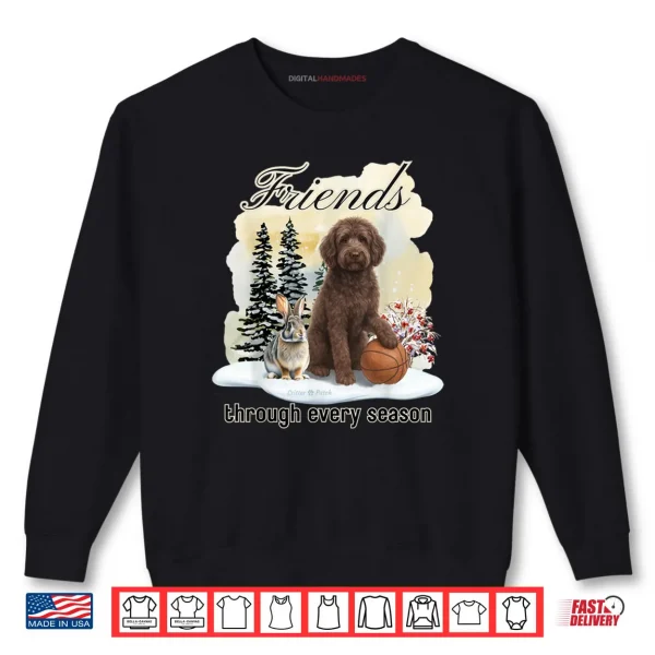 Chocolate Goldendoodle and Friend in Winter Snow Scene Shirt 1 Sweatshirt Chocolate Goldendoodle and Friend in Winter Snow Scene Shirt