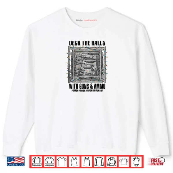 Sweatshirt Deck The Halls with Guns Ammo Raglan Shirt