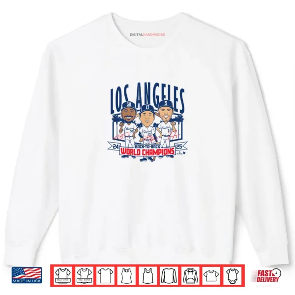 Sweatshirt LA Baseball Back to Back World Champs Caricatures Shirt