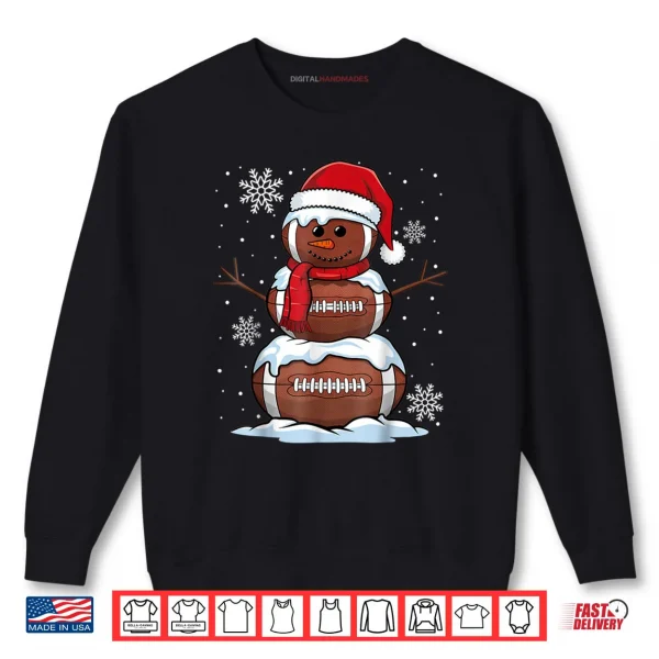 Sweatshirt Merry Christmas Football Snowman Holiday Sports Xmas Pajamas Shirt