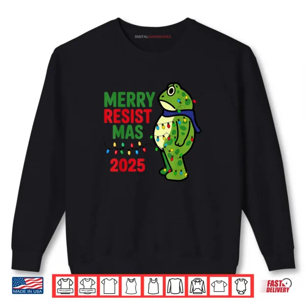 Merry Resistmas 2025 Portland Frog Resist Christmas Shirt 1 Sweatshirt Merry Resistmas 2025 Portland Frog Resist Christmas Shirt
