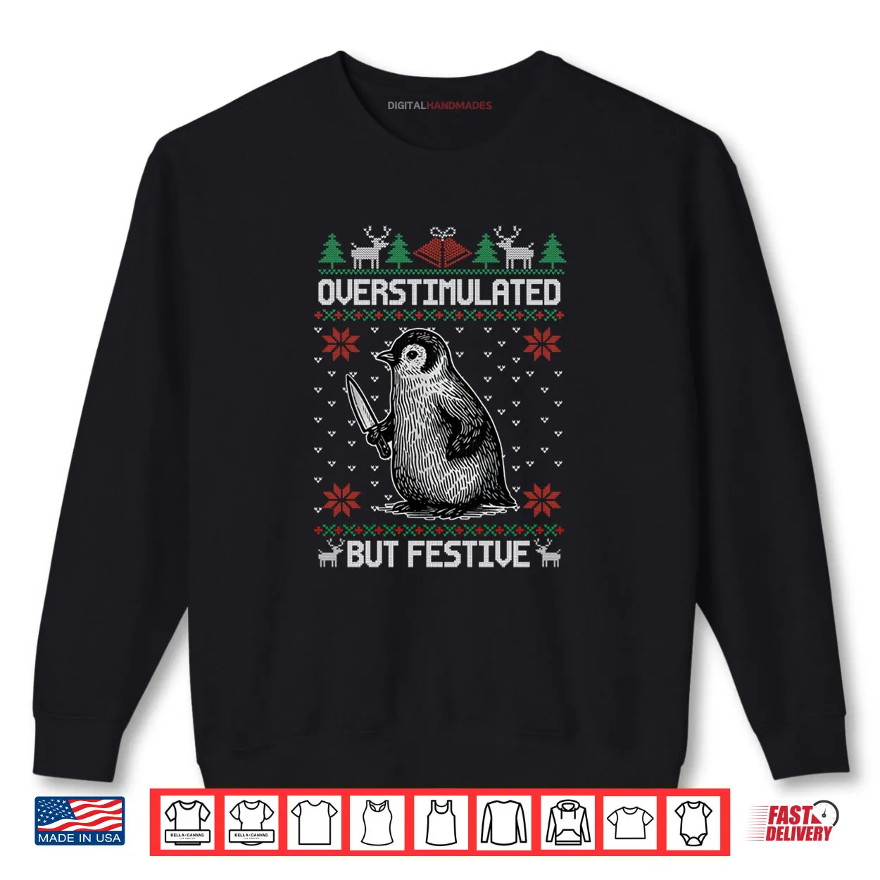 Overstimulated But Festive Penguin Christmas Xmas Pajama Shirt Overstimulated But Festive Penguin Christmas Xmas Pajama Shirt