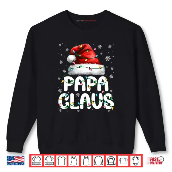 Sweatshirt Papa Claus Santa Hat Christmas Lights Pajama Family Matching Shirt
