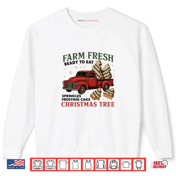 Sweatshirt Red Truck Farm Fresh Debbie Christmas Cake Holiday Shirt