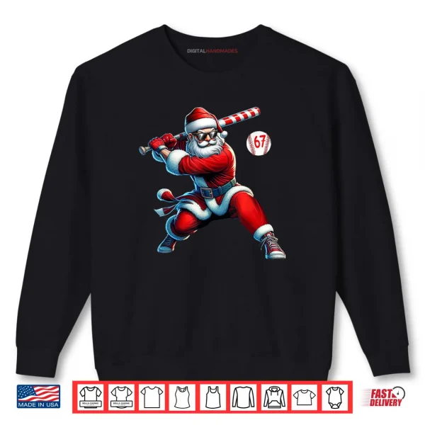 Sweatshirt Santa Baseball Six Seven 6 7 Meme Christmas Men Boys Player Shirt
