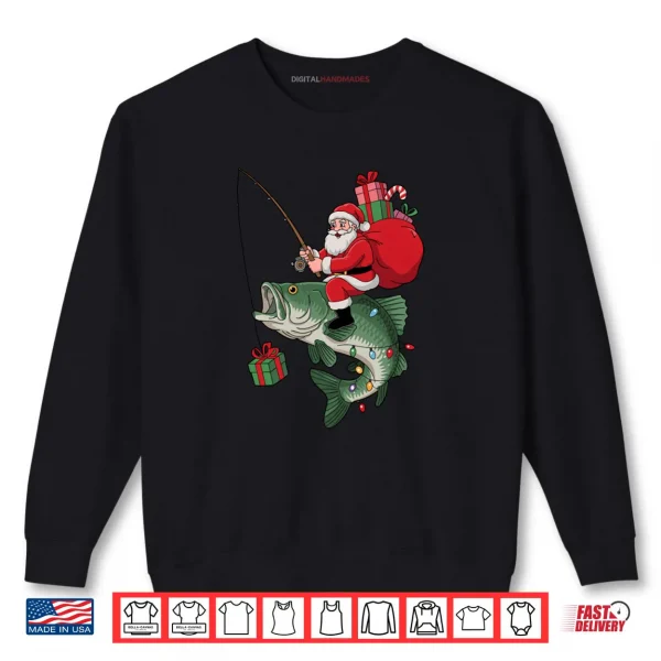 Sweatshirt Santa Claus Riding Fish Christmas Fishing Shirt
