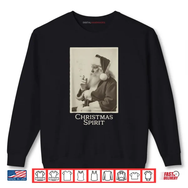Sweatshirt Smoking Santa Claus Christmas Spirit Christmas Vintage Shirt