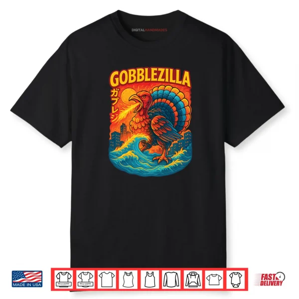 Vintage Cool Turkey Day Thanksgiving Gobblezilla Shirt