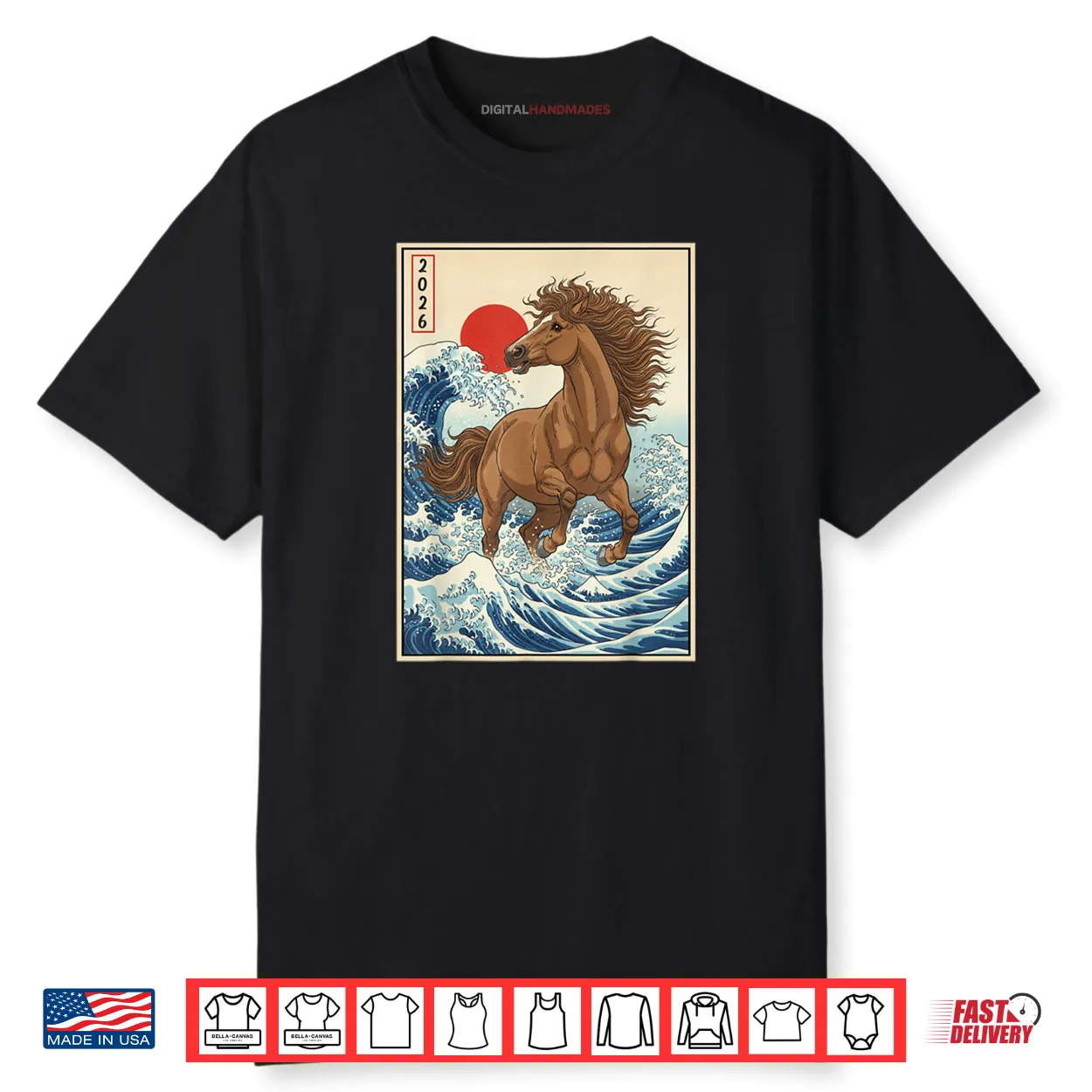 2026 Year of The Horse Japanese Wave Art Lunar New Year 2026 Shirt 2026 Year of The Horse Japanese Wave Art Lunar New Year 2026 Shirt