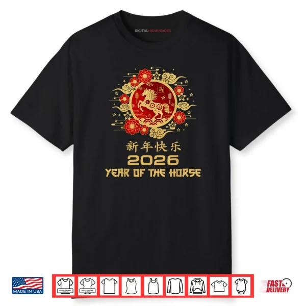 2026 Year of The Horse Red Chinese New Year Lunar Shirt