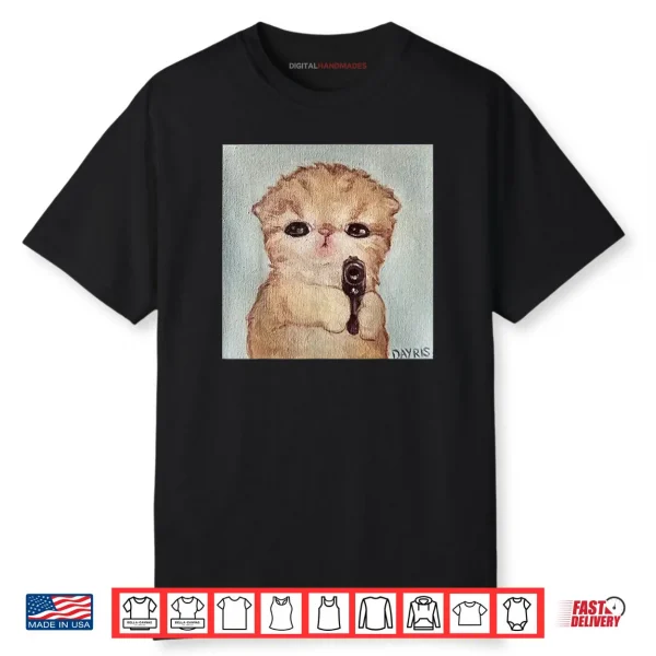 Angry Kitty with Gun Cat Meme Kawaii Kitty Joke Shirt