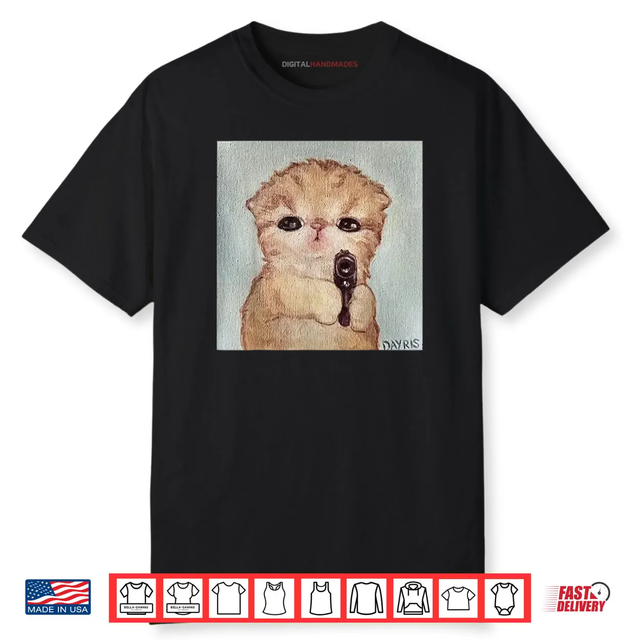 Angry Kitty with Gun Cat Meme Kawaii Kitty Joke Shirt Angry Kitty with Gun Cat Meme Kawaii Kitty Joke Shirt