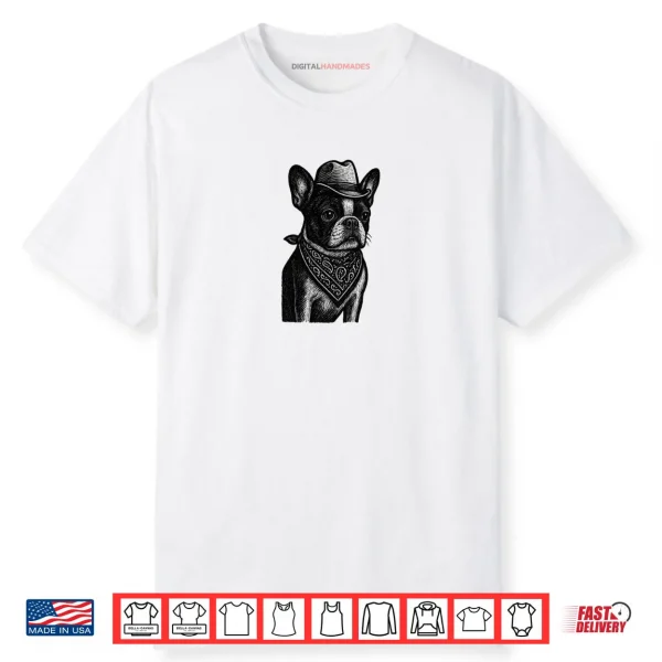 Boston Terrier Dog Cowboy Bandana Shirt