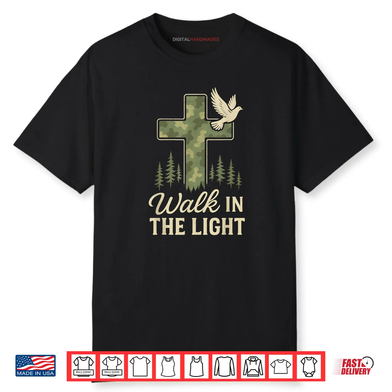 Camo Christian Cross Walk in The Light Bible Verse Shirt Camo Christian Cross Walk in The Light Bible Verse Shirt