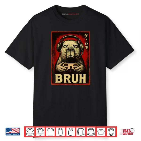 Capybara Gamer Bruh Graphic Shirt