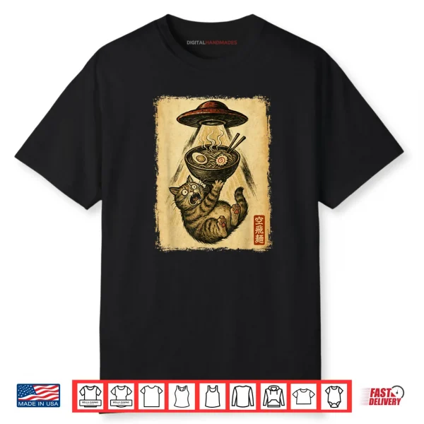 Cat Ramen UFO Japanese Anime Shirt