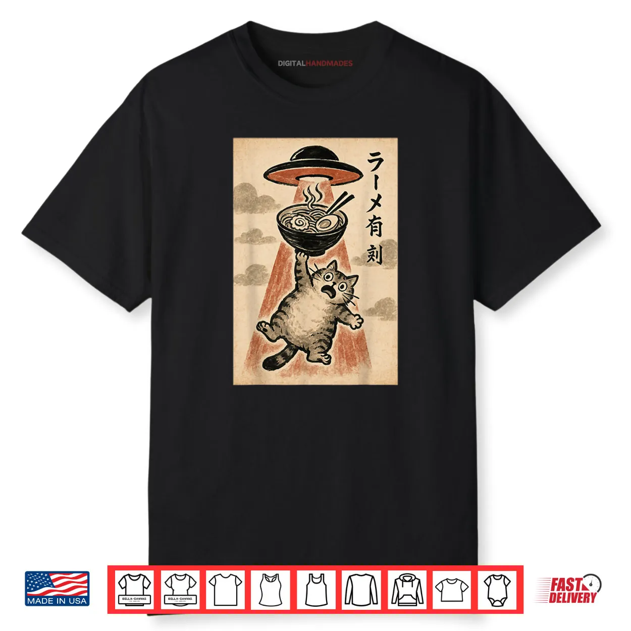 Cat UFO Ramen Funny Japanese Anime Shirt Cat UFO Ramen Funny Japanese Anime Shirt