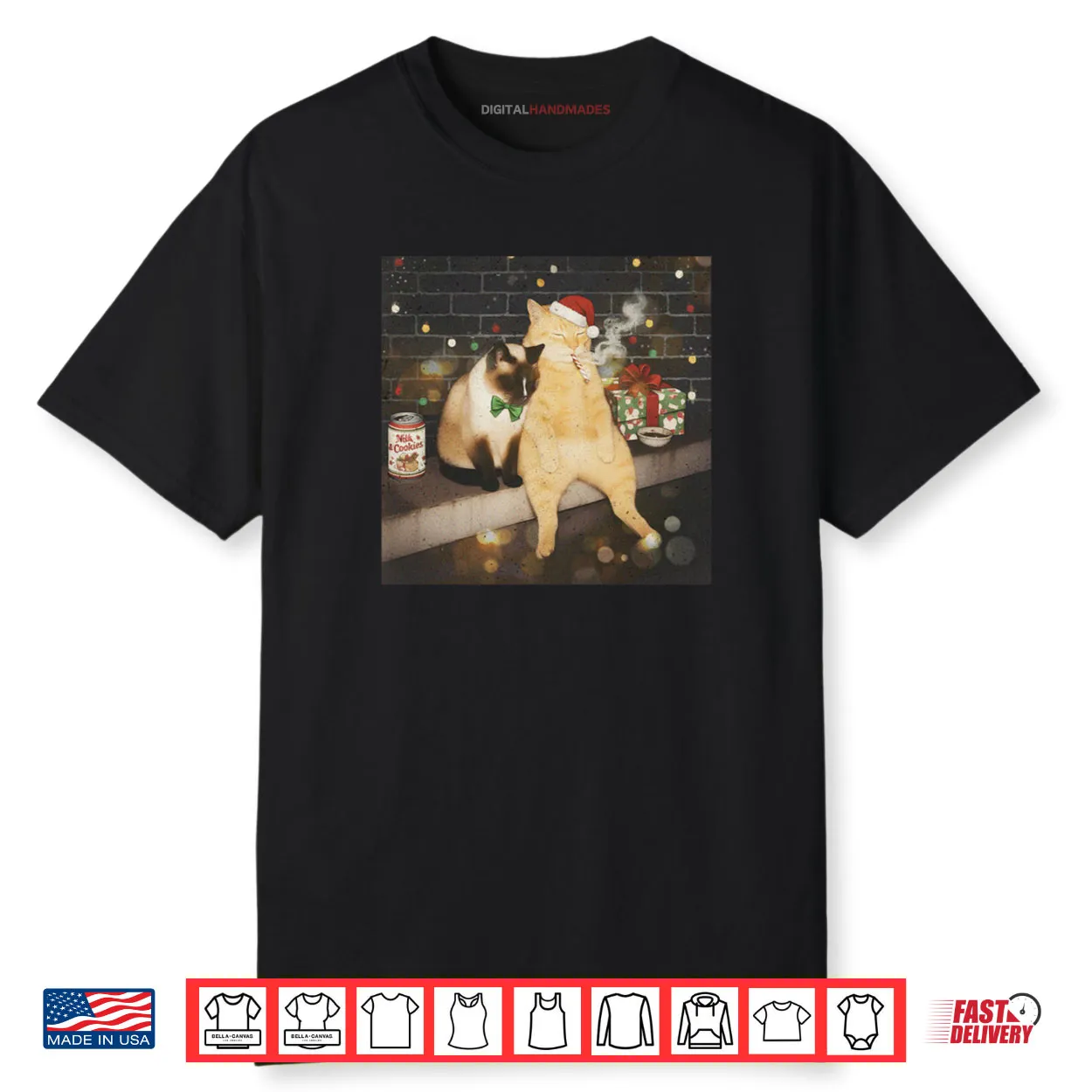 Christmas Smoking Cat Funny Candy Cane Cat Santa Meme Animal Shirt Christmas Smoking Cat Funny Candy Cane Cat Santa Meme Animal Shirt