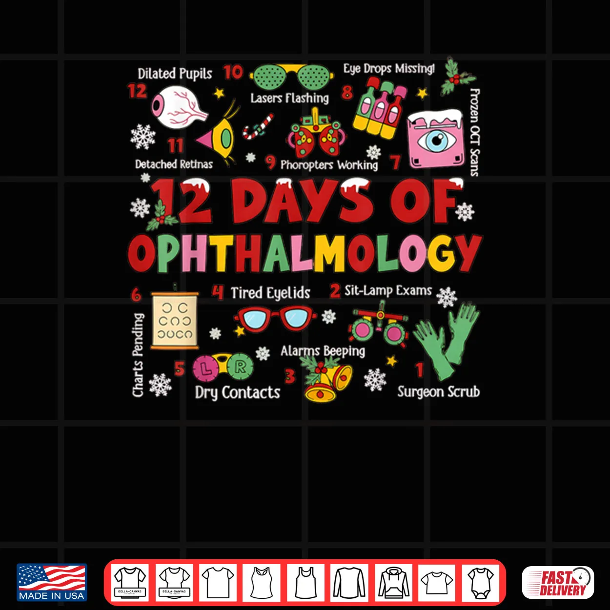 12 Days of Ophthalmology Christmas Ophthalmologist Optometry Shirt 12 Days of Ophthalmology Christmas Ophthalmologist Optometry Shirt