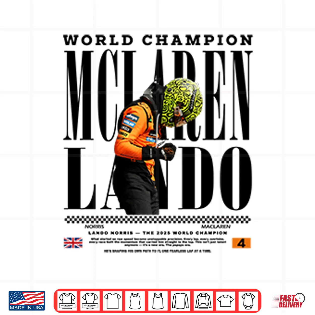 2025 World Champion Lando Norris McLaren Shirt 2025 World Champion Lando Norris McLaren Shirt
