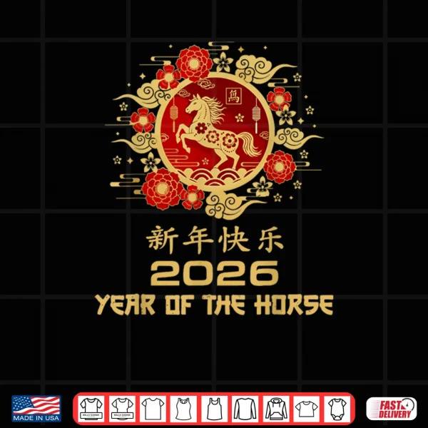 Design 2026 Year of The Horse Red Chinese New Year Lunar Shirt