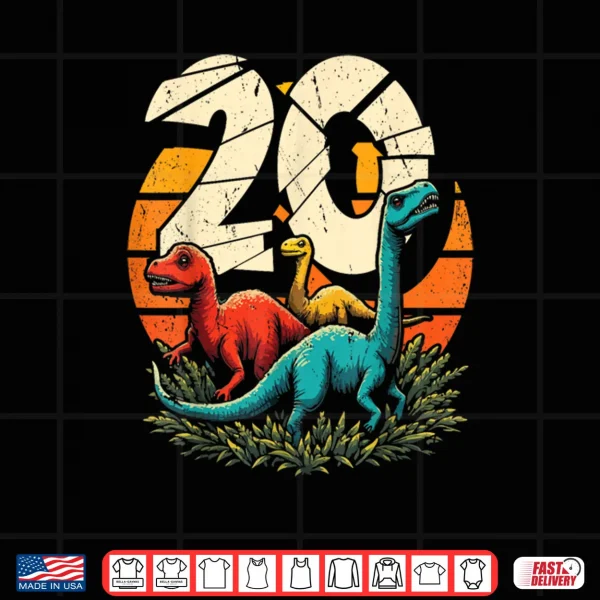 Design 20th Birthday TRex Dinosaur 20 Year Old Shirt