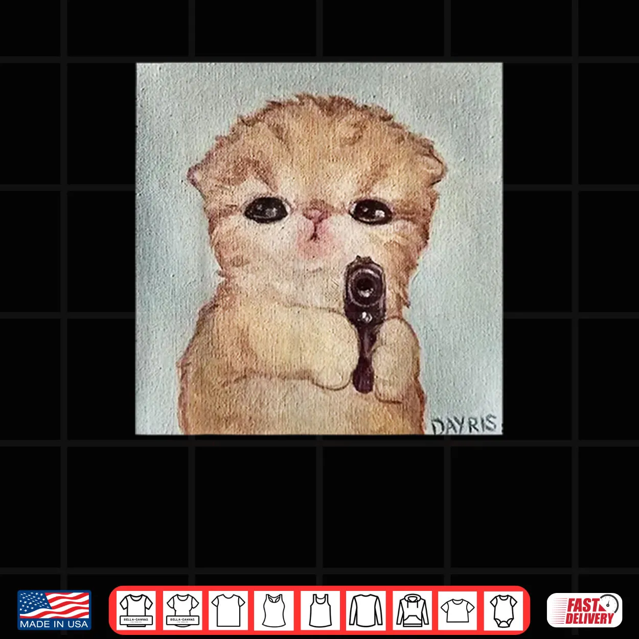 Angry Kitty with Gun Cat Meme Kawaii Kitty Joke Shirt Angry Kitty with Gun Cat Meme Kawaii Kitty Joke Shirt