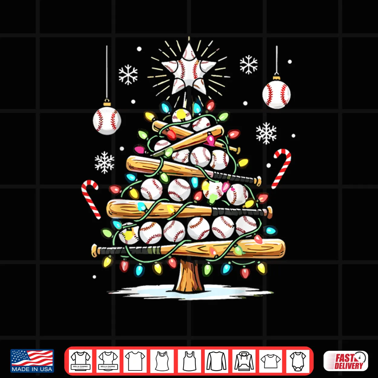 Baseball Christmas Tree Lights Shirt Baseball Christmas Tree Lights Shirt