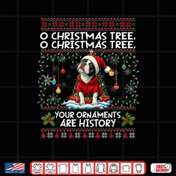 Boston Terrier Christmas Tree Decorations Dog Lover Xmas Shirt 3 Design Boston Terrier Christmas Tree Decorations Dog Lover Xmas Shirt